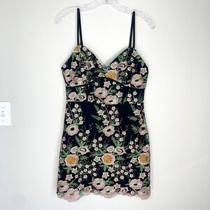 Lulus Black Floral Embroidered Mesh Mini Dress Romantic wedding